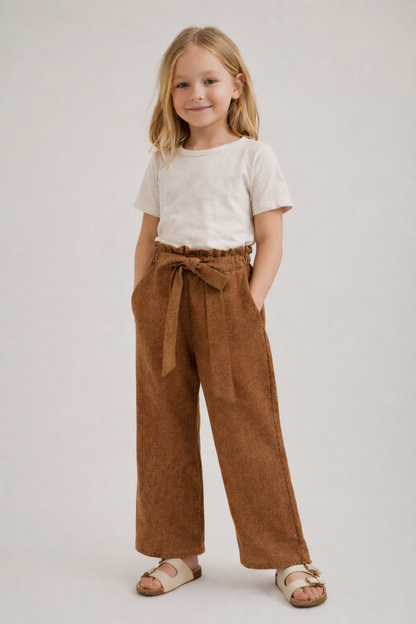 Elsie Paper Bag Waist Wide Leg Pant with Tie