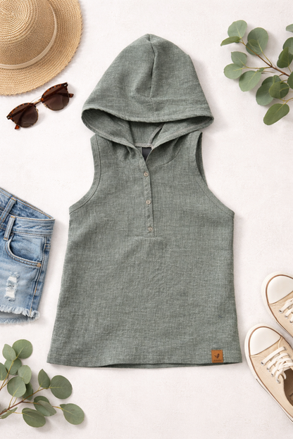 Cohen Hooded Linen Top
