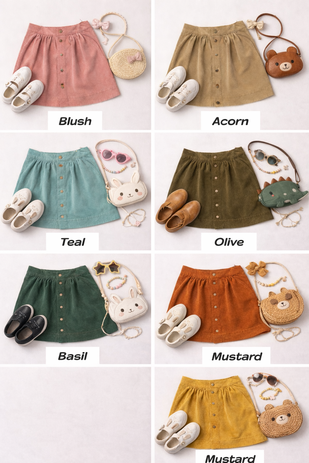 Oaklee Corduroy Button Up Skirt