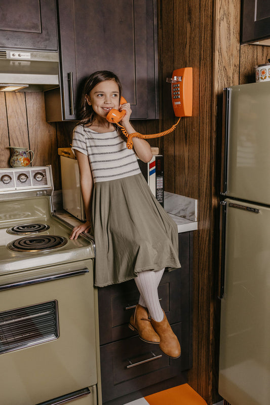 Freya Dress Stripe/ Solid Combo