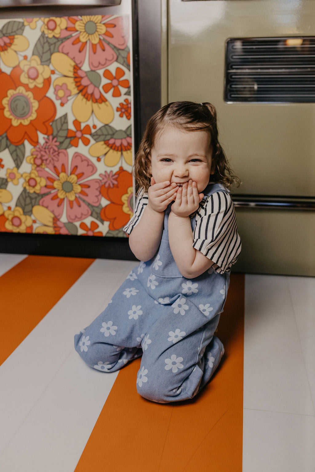 Floral Denim Parker Overalls