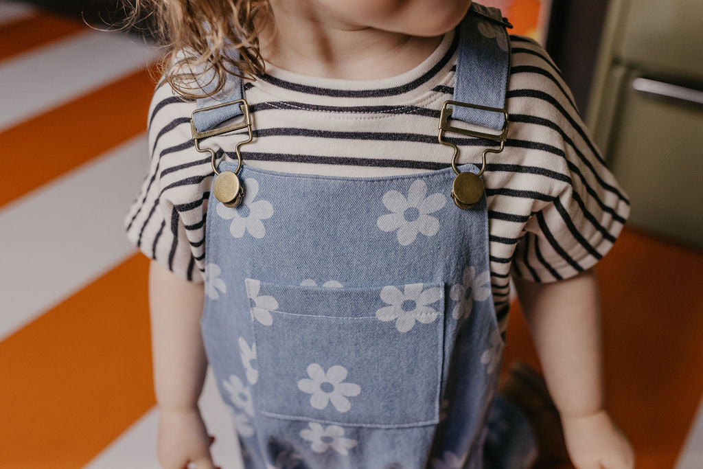 Floral Denim Parker Overalls