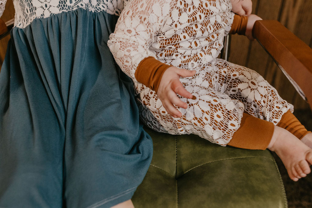 Georgia Bamboo Knit Romper with Lace Overlay