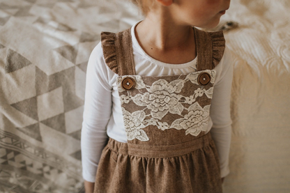 Harlow Lace Front Pinafore with Ruffle Straps