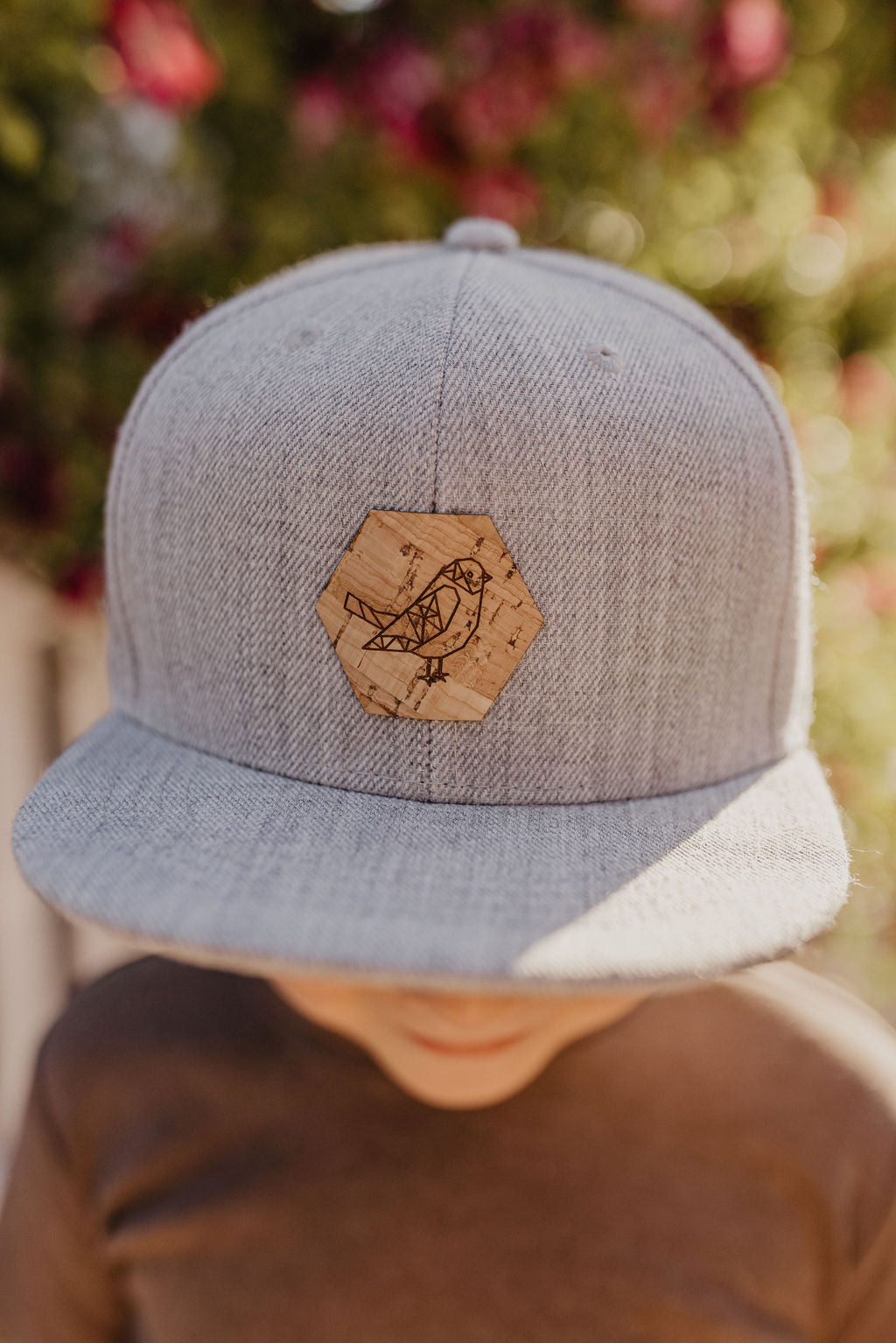 Flat Brim Snap Back Hat with Cork Patch