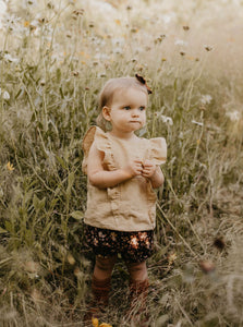 Charlotte Linen Ruffle Top - Tate & Adele