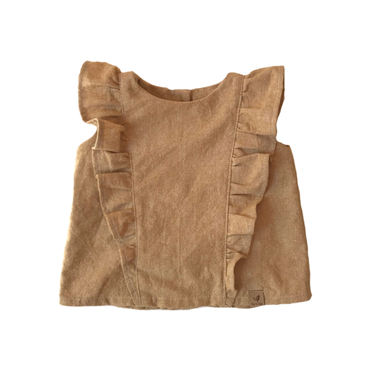 Charlotte Linen Ruffle Top - Tate & Adele